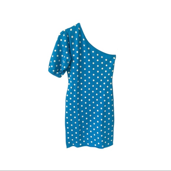 🌸New🌸 Zara Polka Dot Knit Dress Medium Blue NWT - Picture 2 of 8